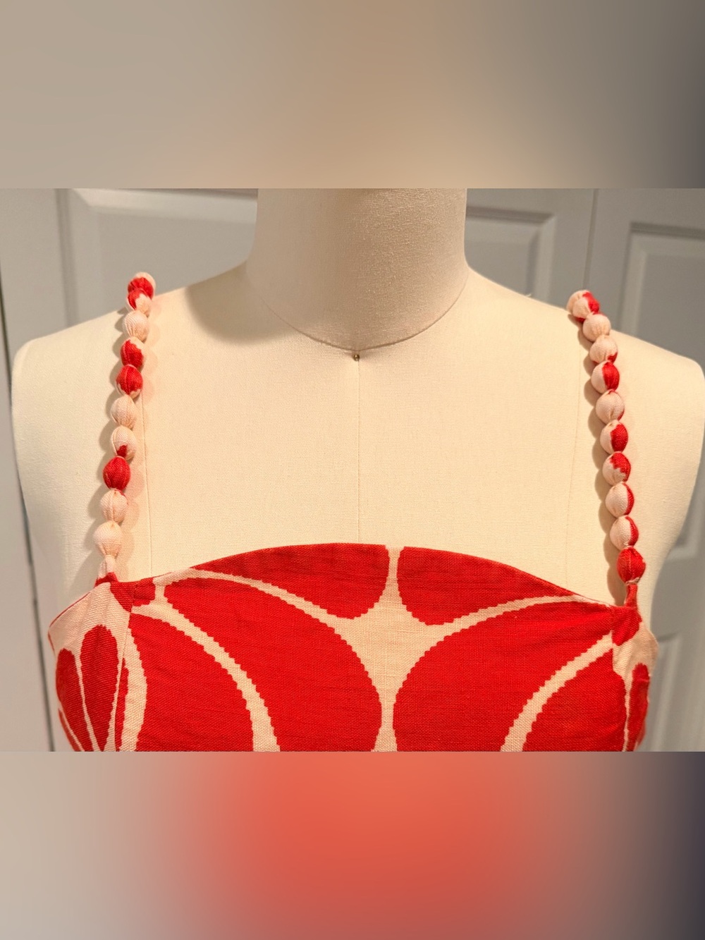 FARM Rio Red and Cream Floral Midi Dress - Picture 6 of 9